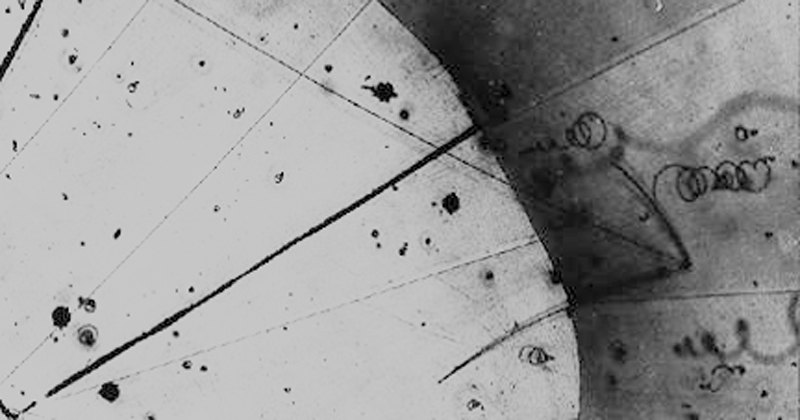 immagine della camera a nebbia con le tracce del primo neutrino rivelato