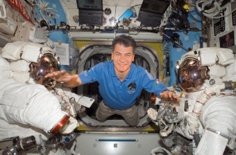 ESA astronaut Paolo Nespoli inside the Station's Quest Airlock during the STS-120 mission to the International Space Station (ISS).  NASA
